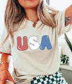 USA Bubble Letters – Cute Red, White & Blue