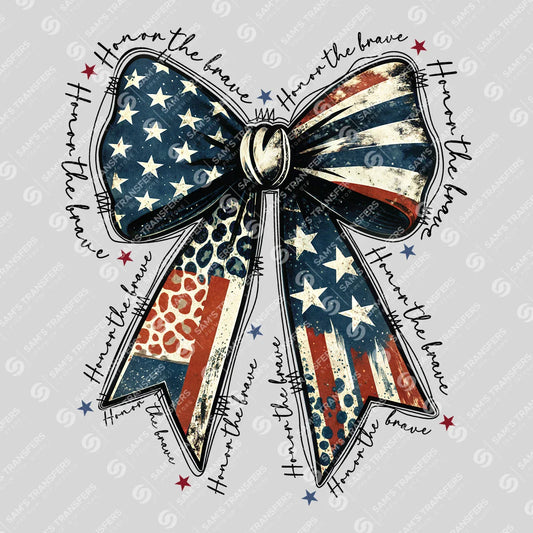 Honor the Brave – American Flag & Animal Print Bow