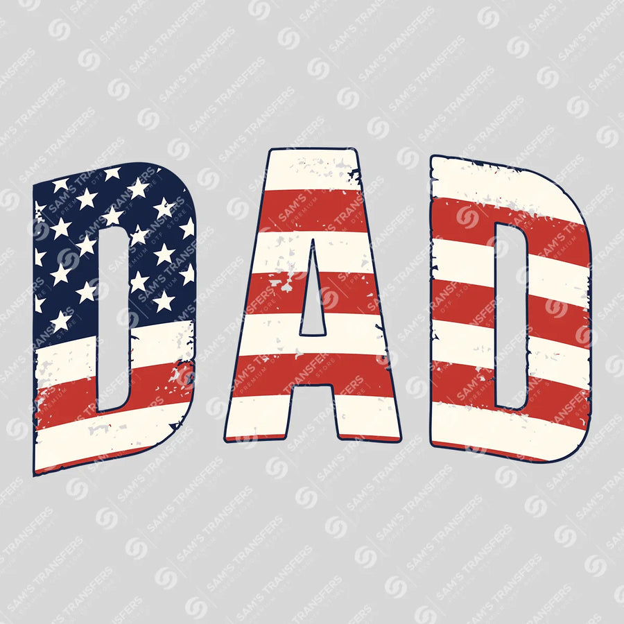 DAD – American Flag Bold Lettering