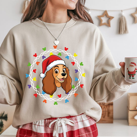 Sweatshirt featuring a Christmas-themed DTF transfer.