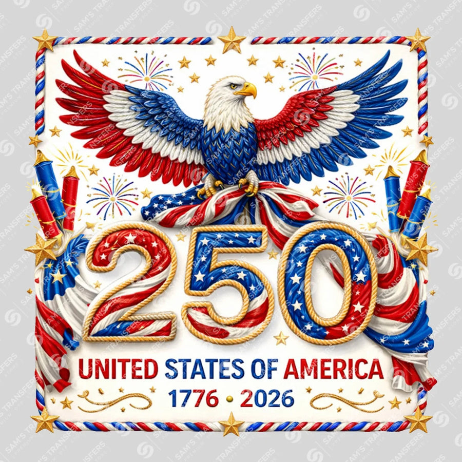 USA 250 Years Anniversary DTF Transfer | 4th of July Design | FR2161