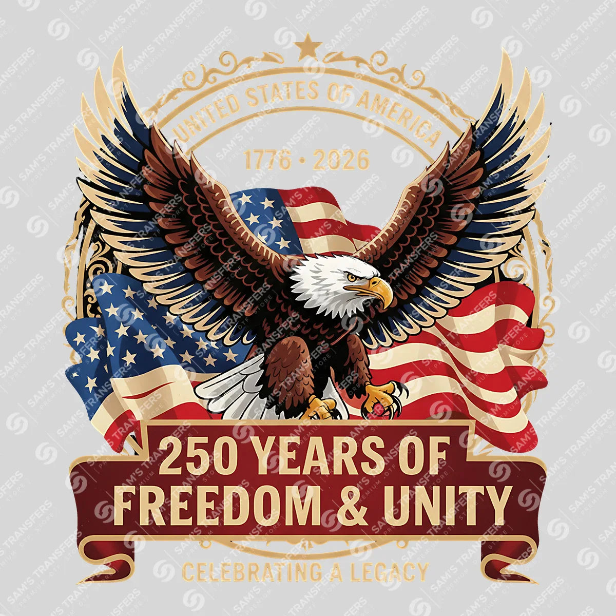USA 250 Years Anniversary DTF Transfer | 4th of July Design | FR2162