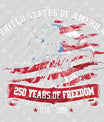 USA 250 Years Anniversary DTF Transfer | 4th of July Design | FR2165