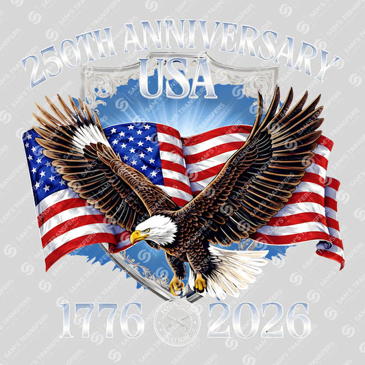USA 250 Years Anniversary DTF Transfer | 4th of July Design | FR2166