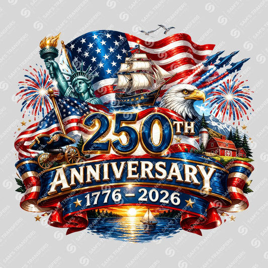 USA 250 Years Anniversary DTF Transfer | 4th of July Design | FR2170