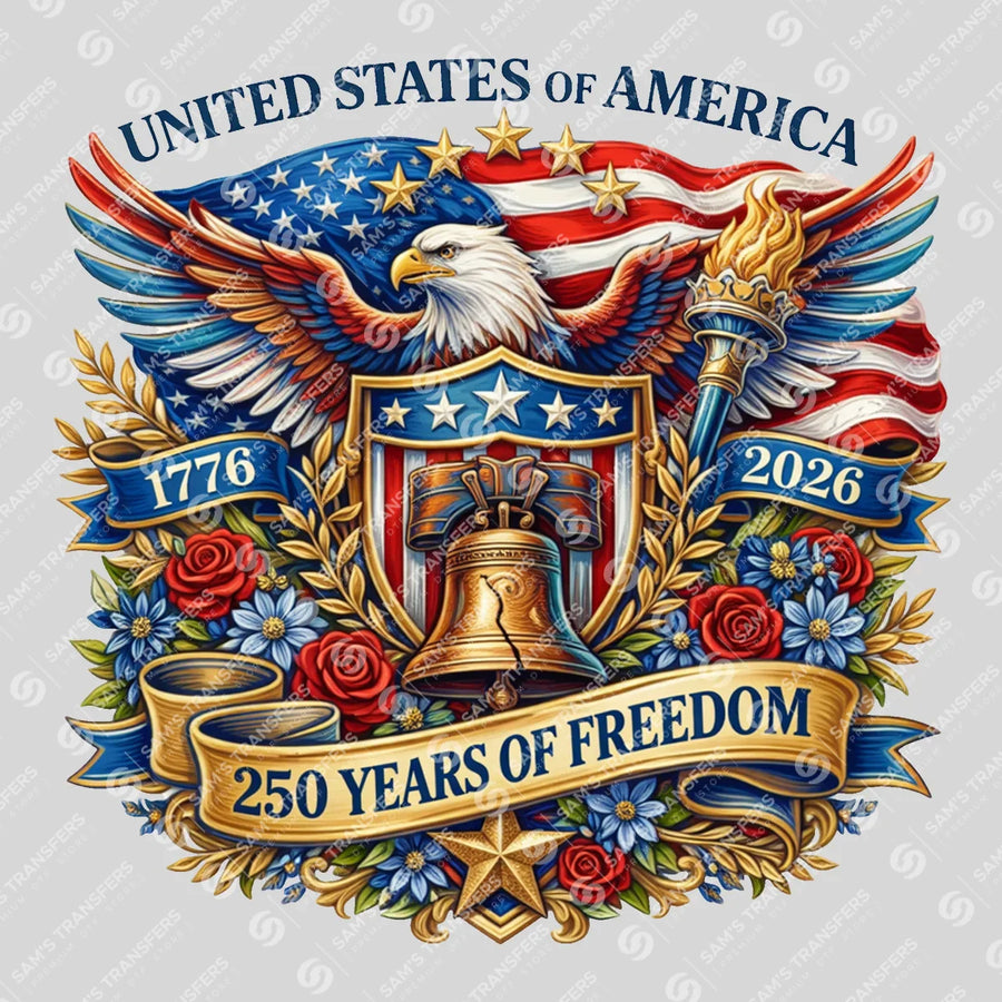 USA 250 Years Anniversary DTF Transfer | 4th of July Design | FR2190