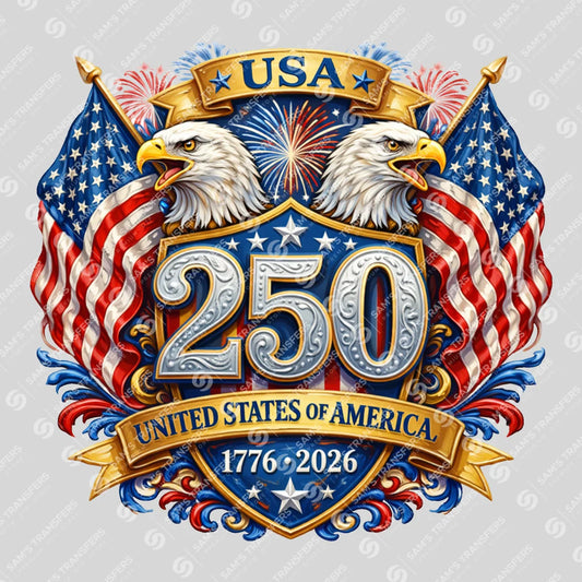 USA 250 Years Anniversary DTF Transfer | 4th of July Design | FR2198
