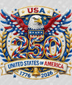 USA 250 Years Anniversary DTF Transfer | 4th of July Design | FR2202