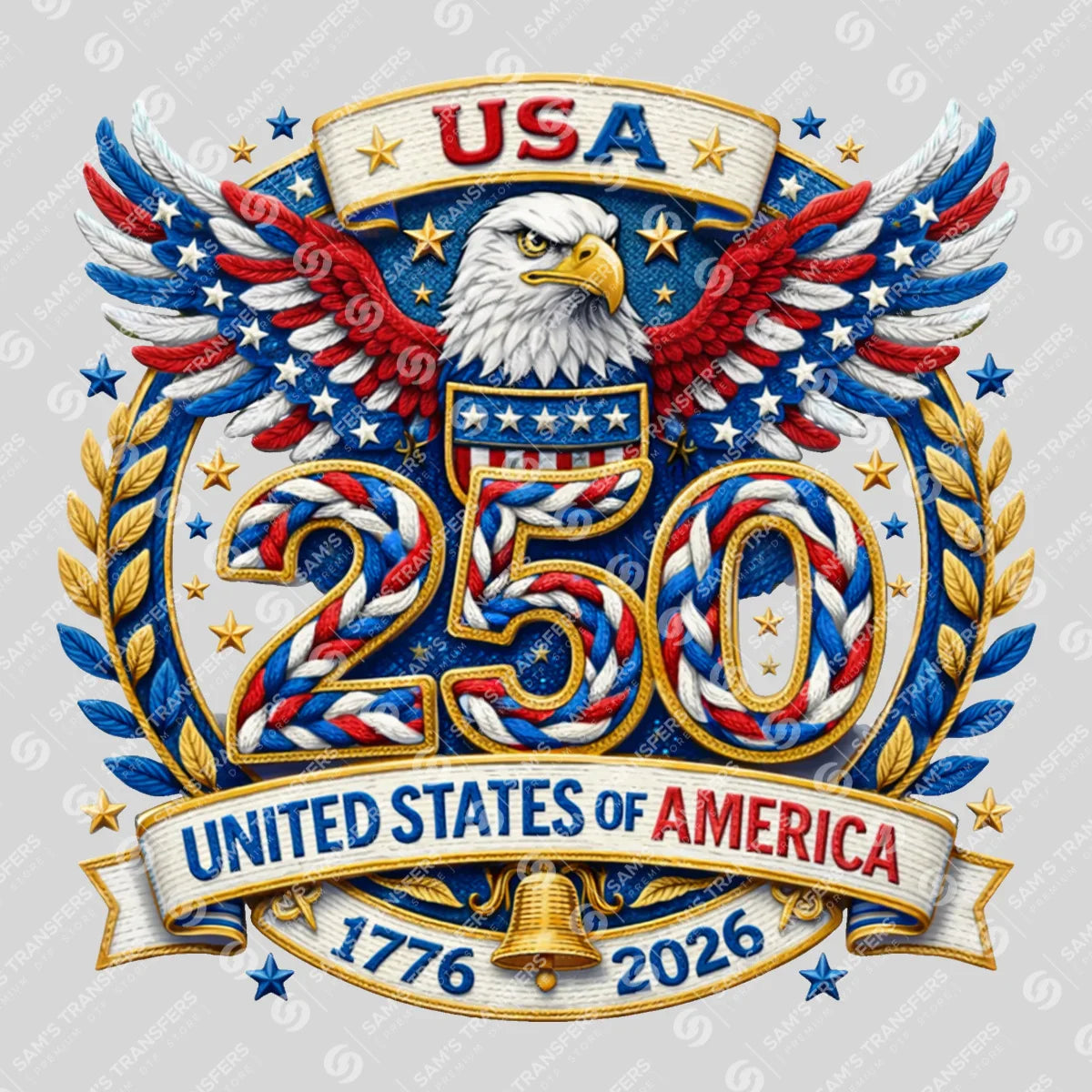 USA 250 Years Anniversary DTF Transfer | 4th of July Design | FR2202