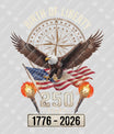 USA 250 Years Anniversary DTF Transfer | 4th of July Design | FR2203