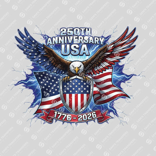 USA 250 Years Anniversary DTF Transfer | 4th of July Design | FR2204