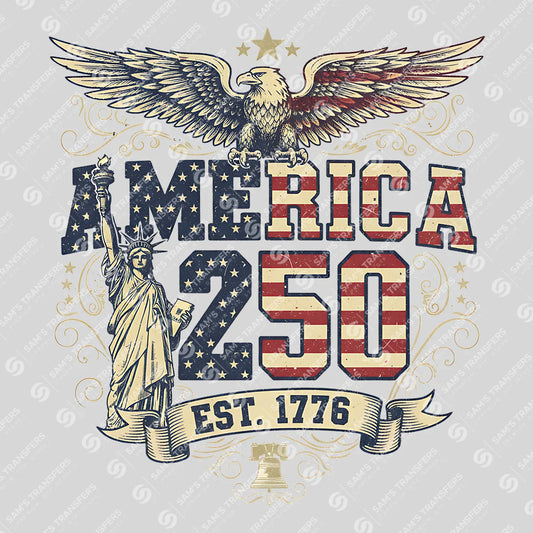 USA 250 Years Anniversary DTF Transfer | 4th of July Design | FR2206