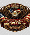 USA 250 Years Anniversary DTF Transfer | 4th of July Design | FR2224