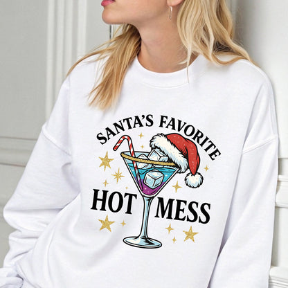 Sweatshirt featuring a Christmas-themed DTF transfer.