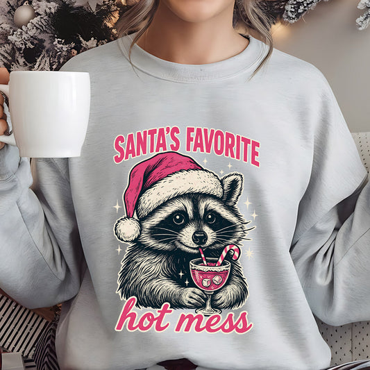 Sweatshirt featuring a Christmas-themed DTF transfer.