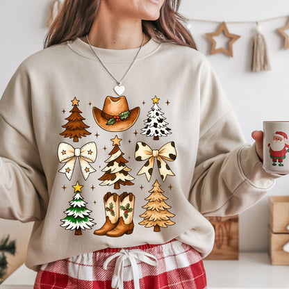 Sweatshirt featuring a Christmas-themed DTF transfer.