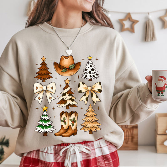 Sweatshirt featuring a Christmas-themed DTF transfer.