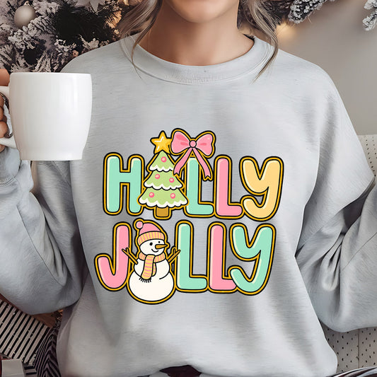 Sweatshirt featuring a Christmas-themed DTF transfer.