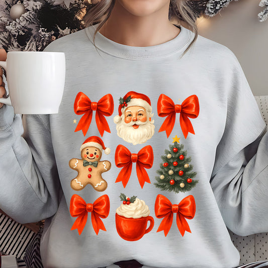 Sweatshirt featuring a Christmas-themed DTF transfer.