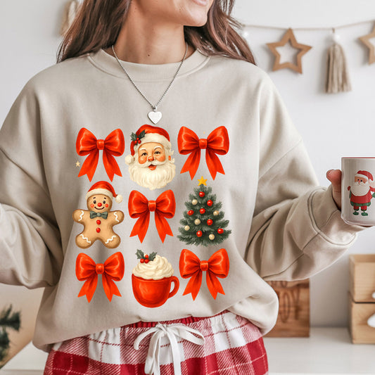 Sweatshirt featuring a Christmas-themed DTF transfer.