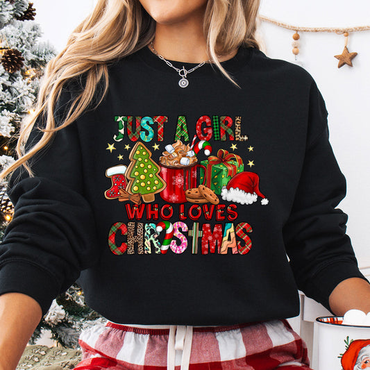 Sweatshirt featuring a Christmas-themed DTF transfer.