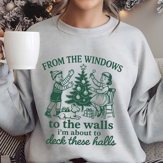 Sweatshirt featuring a Christmas-themed DTF transfer.
