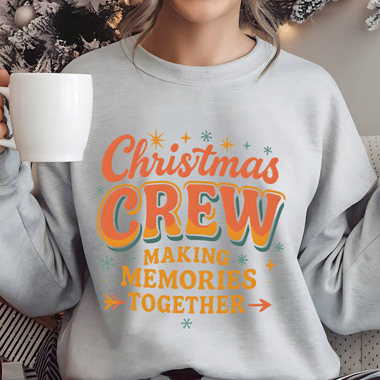 Sweatshirt featuring a Christmas-themed DTF transfer.