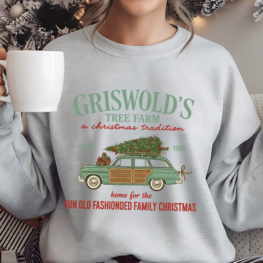 Sweatshirt featuring a Christmas-themed DTF transfer.