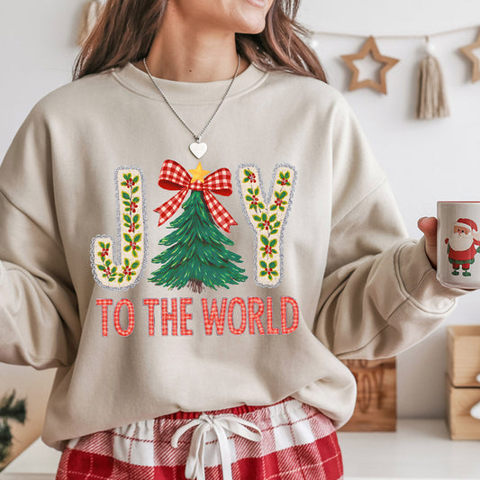Sweatshirt featuring a Christmas-themed DTF transfer.