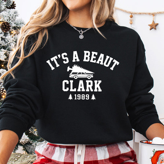 Sweatshirt featuring a Christmas-themed DTF transfer.