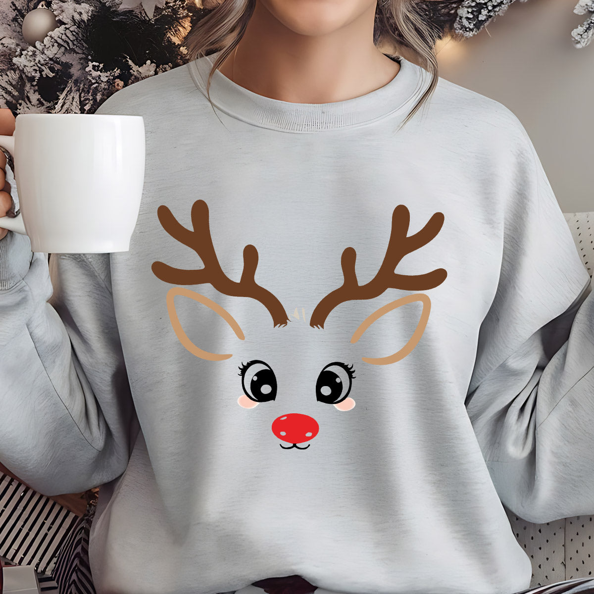 Sweatshirt featuring a Christmas-themed DTF transfer.