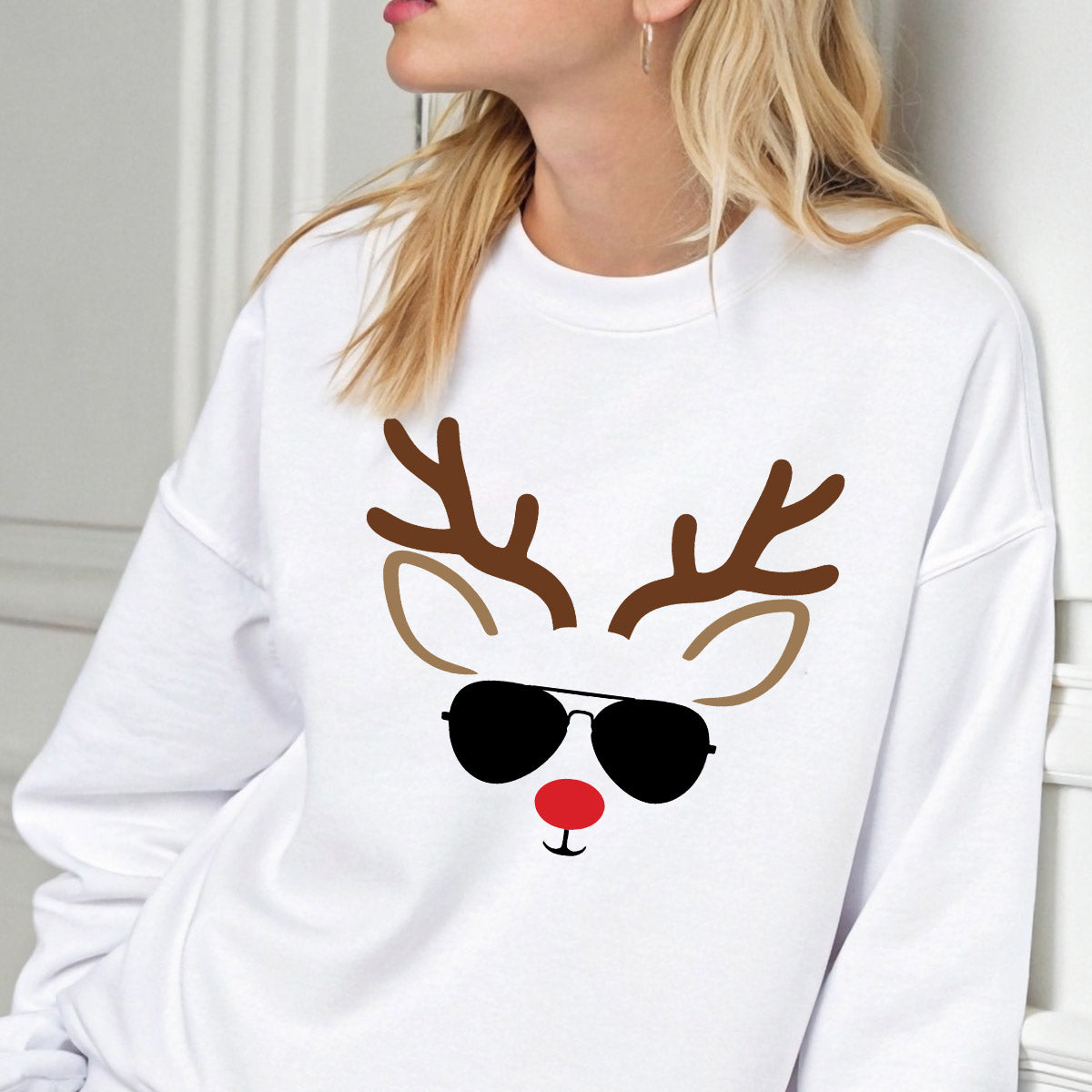 Sweatshirt featuring a Christmas-themed DTF transfer.