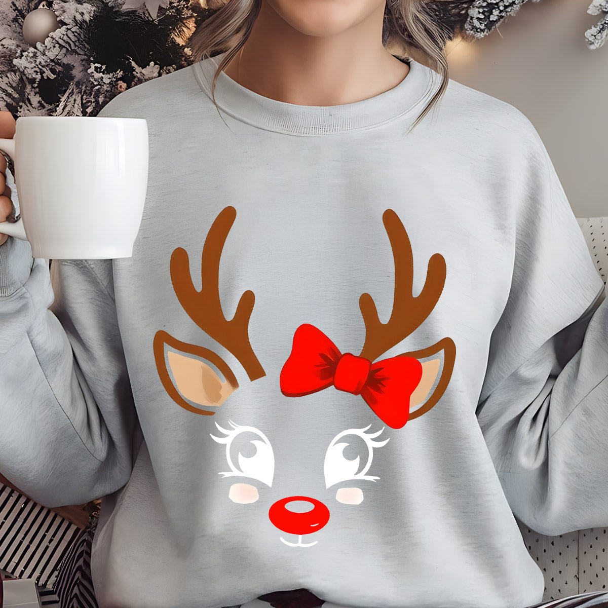 Sweatshirt featuring a Christmas-themed DTF transfer.