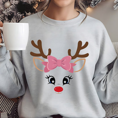 Sweatshirt featuring a Christmas-themed DTF transfer.