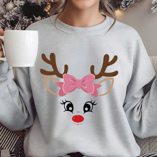 Sweatshirt featuring a Christmas-themed DTF transfer.