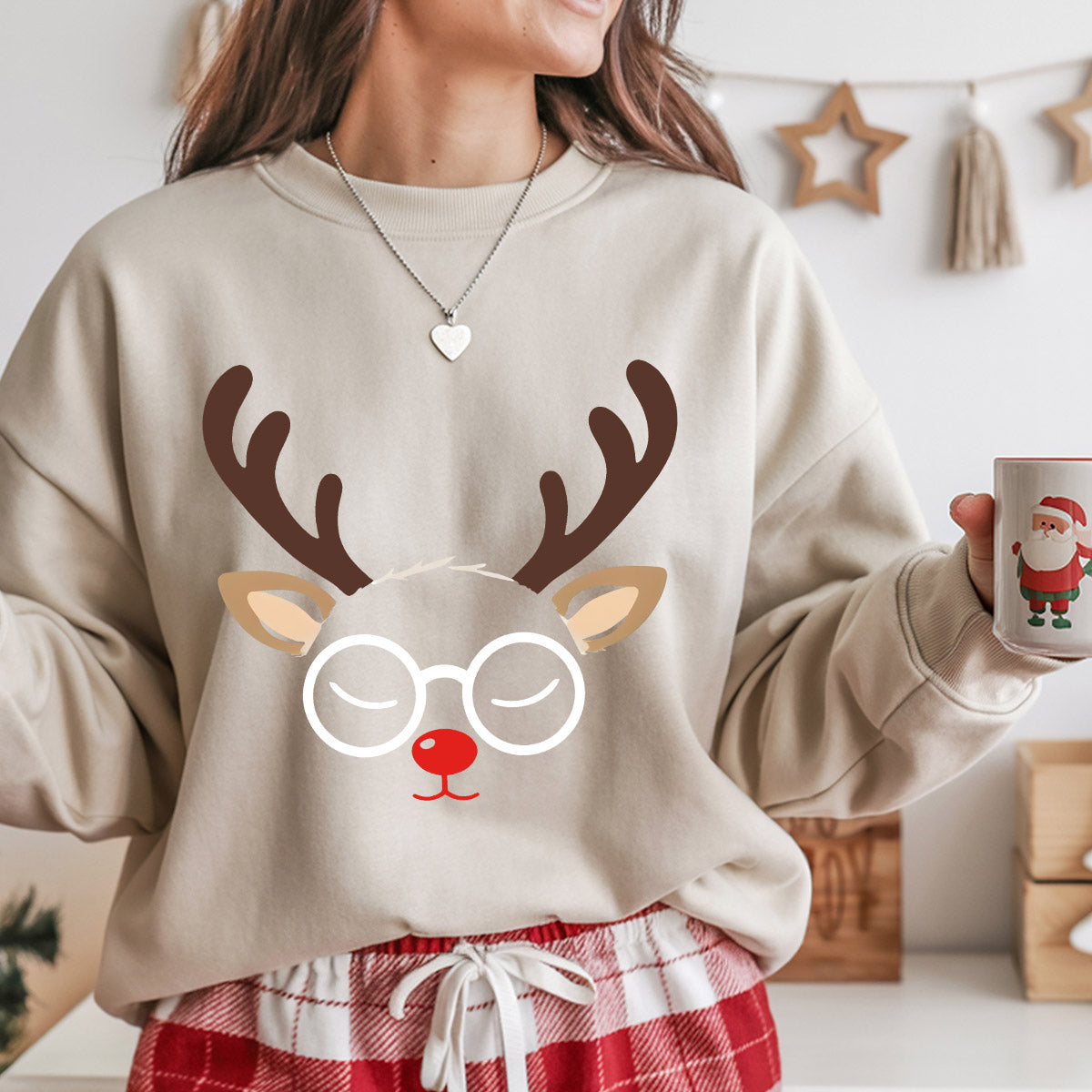 Sweatshirt featuring a Christmas-themed DTF transfer.