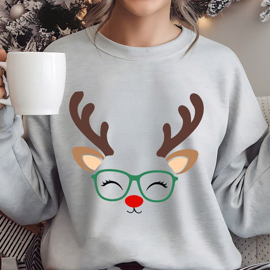 Sweatshirt featuring a Christmas-themed DTF transfer.