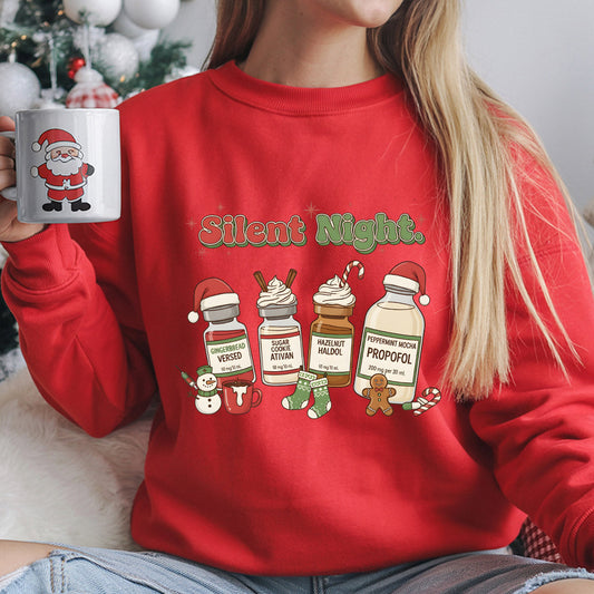 Sweatshirt featuring a Christmas-themed DTF transfer.