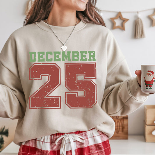 Sweatshirt featuring a Christmas-themed DTF transfer.