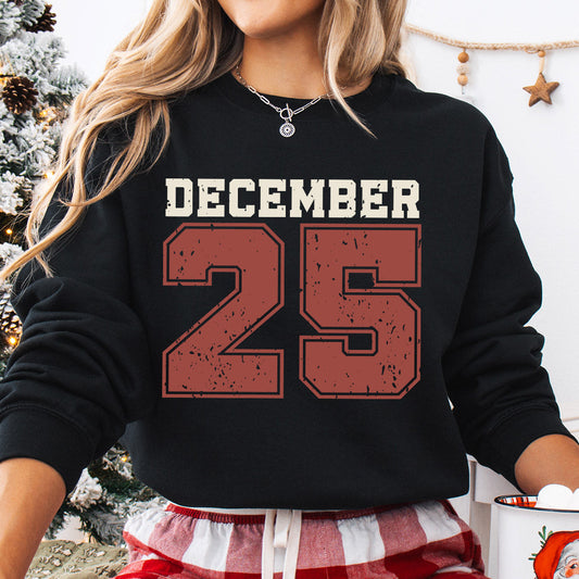 Sweatshirt featuring a Christmas-themed DTF transfer.
