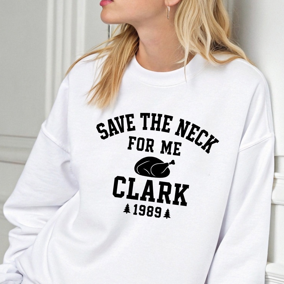 Sweatshirt featuring a Christmas-themed DTF transfer.