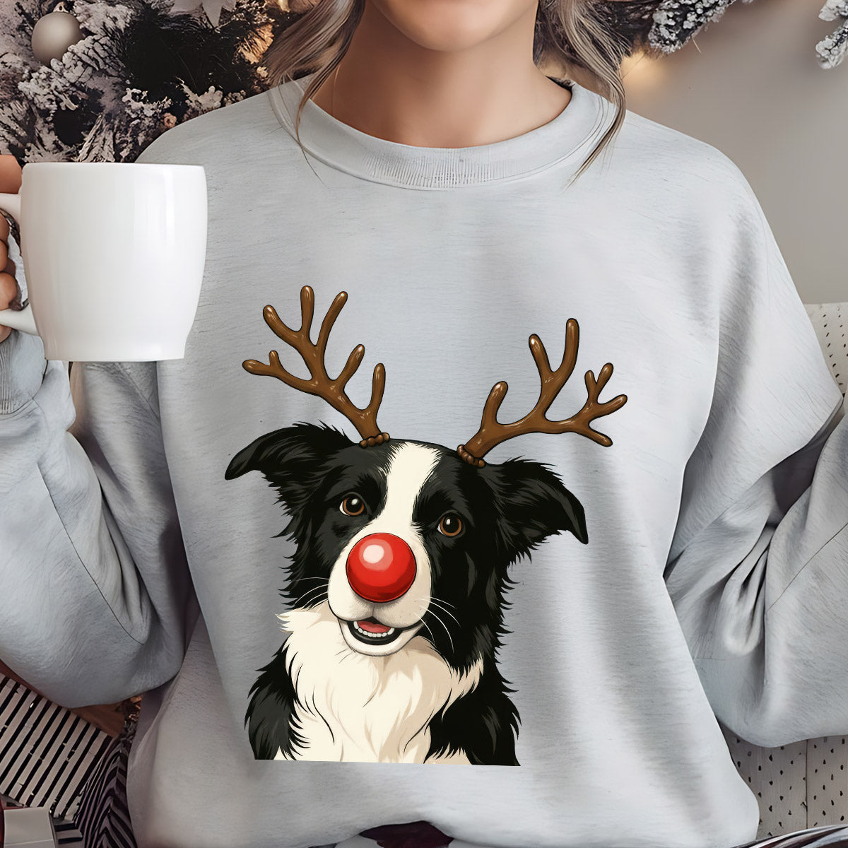 Sweatshirt featuring a Christmas-themed DTF transfer.