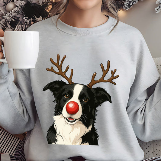 Sweatshirt featuring a Christmas-themed DTF transfer.