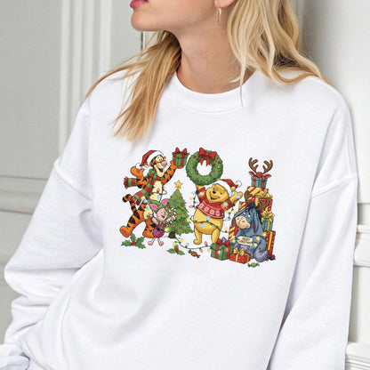 Sweatshirt featuring a Christmas-themed DTF transfer.