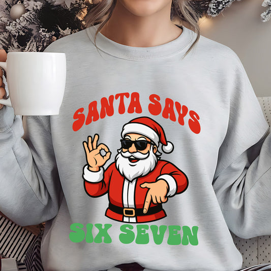 Sweatshirt featuring a Christmas-themed DTF transfer.