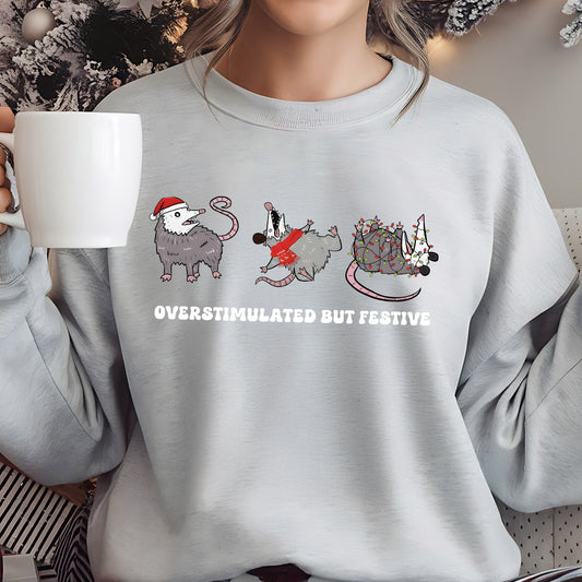 Sweatshirt featuring a Christmas-themed DTF transfer.