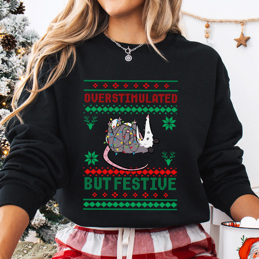 Sweatshirt featuring a Christmas-themed DTF transfer.
