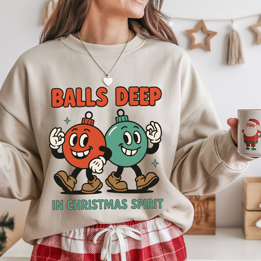 Sweatshirt featuring a Christmas-themed DTF transfer.