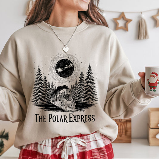 Sweatshirt featuring a Christmas-themed DTF transfer.