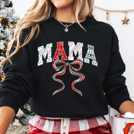 Sweatshirt featuring a Christmas-themed DTF transfer.